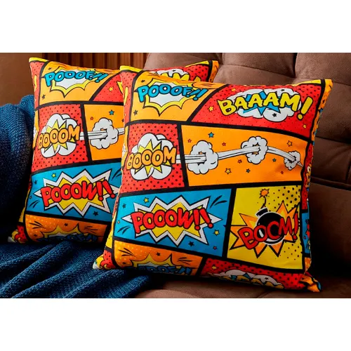 Almofadas Kit Plumie de 45x45cm 2 Uni Estampadas Boom Cama inBox