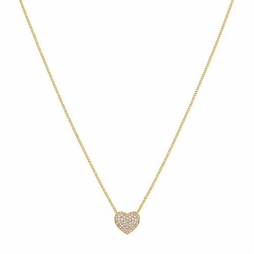 Colar Coração Cravejado 45 cm com Zircônias Banhado a Ouro em Prata
