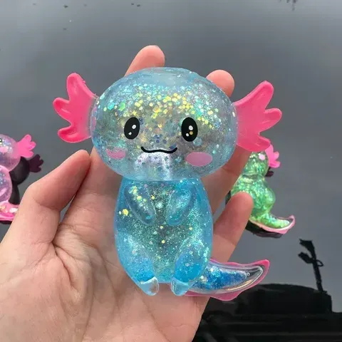 Brinquedos Fidgets de Maltose Coloridos em Formato de Salamandra e Axolote, Macios, Elásticos, de Açúcar de Maltose, para Apertar com Diversão, Artigos de Aniversário, Presente Anti-Estresse