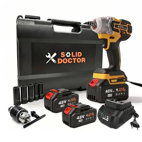 Chave de Impacto 48V Brushless 330Nm 3 em 1 sem Fio com 2 Baterias e Soquetes 1/2"