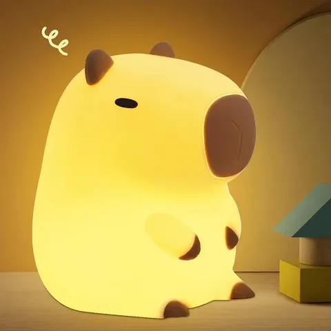 Bonito capivara luz da noite bonito dos desenhos animados silicone criativo cabeceira sono noite lâmpada decoração do quarto aniversário presente de natal