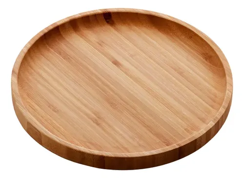Bandeja de Bambu Redonda Petisqueira Servir Decorar - Lyor