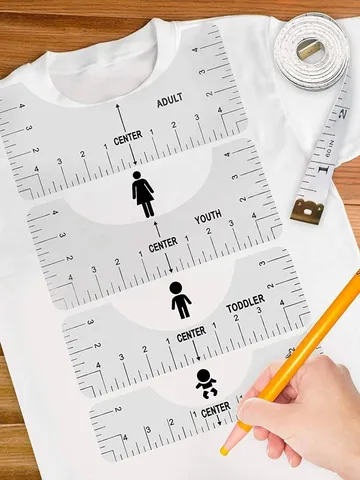 Régua transparente para camiseta, guia, ferramenta de alinhamento, réguas para centro, design para adultos, jovens, crianças pequenas, costura também, 4/11 peças