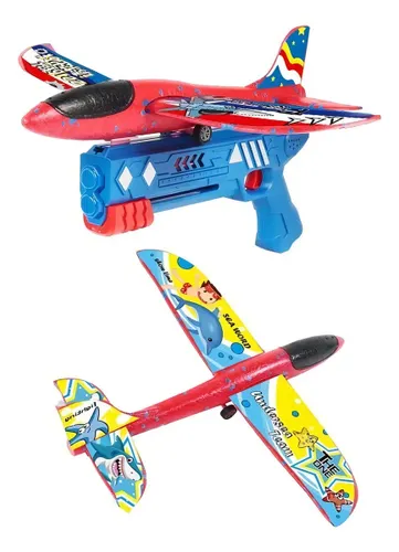 Avião Planador Aeromodelo Super Jato WUCHILD LED 32cm com Lançador