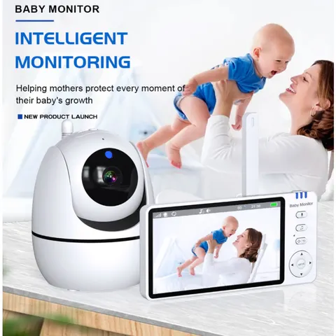 Monitor de Bebê sem Fio de 5,0 Polegadas com Câmera Panorâmica e Inclinável, Visão Noturna, Áudio Bidirecional, Ativação por VOX, Carregamento USB, Segurança e Babá Eletrônica
