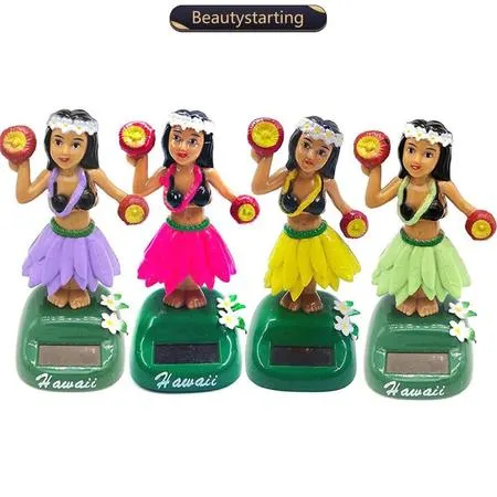 BEAUTYSTARTING Solar Balançando Cabeça Havaí Meninas Decoração de Carro Boneca Dança Acessórios Energia Brinquedo Orname