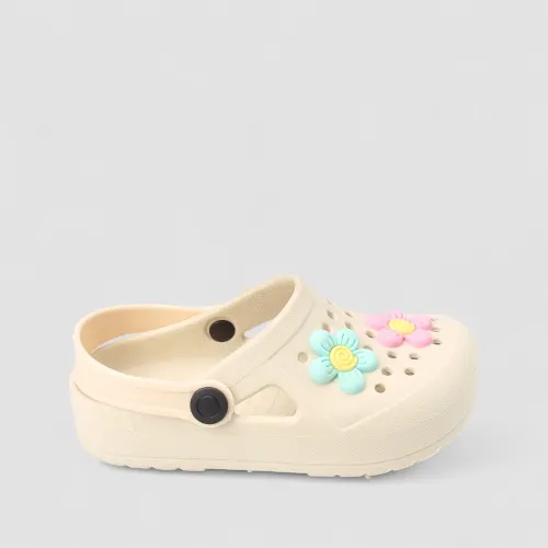 Babuche Infantil Gabrielinha com Flores Off White