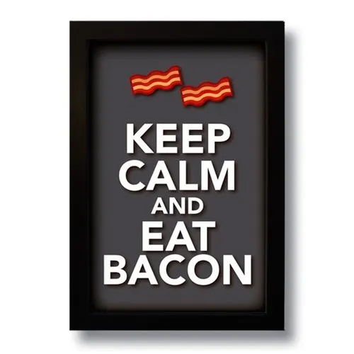 Quadro Decorativo Frase Bacon para Cozinha 33x43 cm