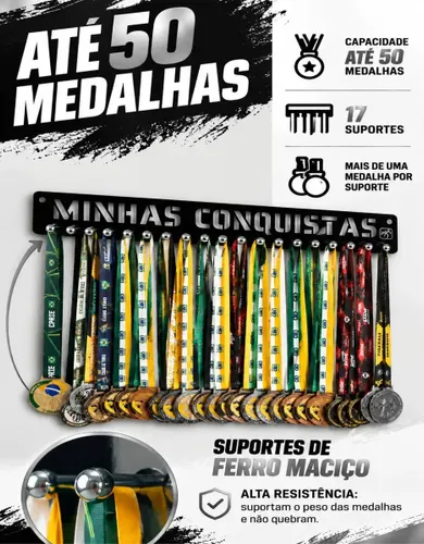 Porta Medalhas para Até 50 Medalhas Cor Preto