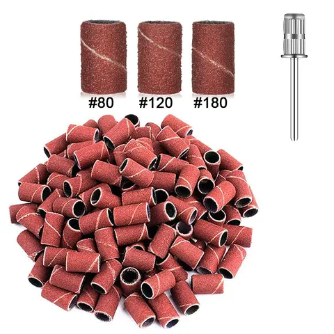 100pcs/50pcs lixa tampa bandas para máquina de manicure elétrica 180 # /120 # /80 #   Conjunto de ferramentas de pedicure para lixa de broca de unha de grão