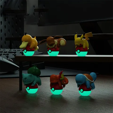Luminária Noturna Autêntica Pokémon Pikachu, Boneco PSYDUCK CHARMANDER EEVEE, Ornamento de Mesa Portátil, Presente de Natal Infantil