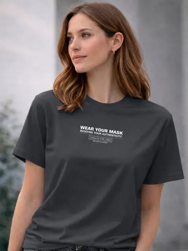 Camiseta Aveloz Feminina Authenticity Confortável 100% Algodão Cinza escuro