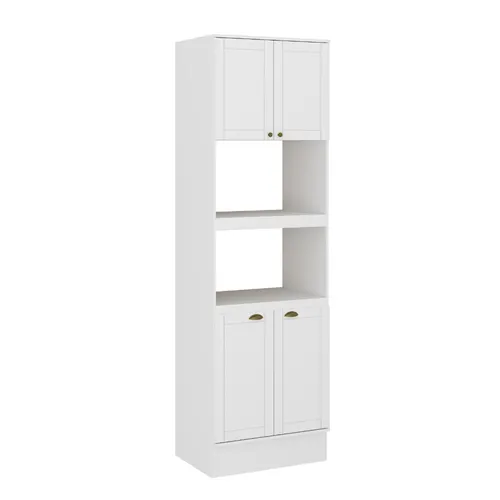 Torre Quente para 1 Forno 1 Microondas 4 Portas MDF Milla Carraro Branco