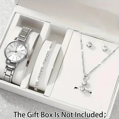 Conjunto de 6 peças de relógio feminino de luxo leve, ideal para presente. |   Relógio de quartzo moderno, que exibe a elegância do dia a dia