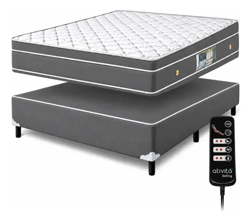 Colchão Magnético Infravermelho Casal Massageador D45 + Box Cor Cinza