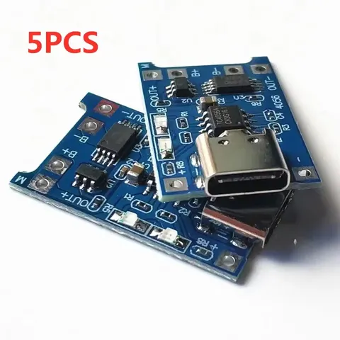 2/5PCS Módulo Carregador de Bateria de Lítio 5V 1A Micro/Type-C/Mini 18650 TP4056 com Proteção e Funções Duplas Li-ion