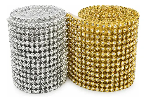 Kit 2 Manta de Strass Prata e Dourada 10x45