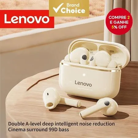  Fones de Ouvido Lenovo - Latência Baixa, Chamada HD com Redução de Ruído, Fones de Ouvido Bluetooth sem Fio TWS, Design