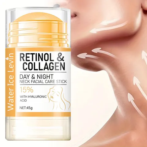 Retinol e colágeno para cuidados faciais no pescoço com ácido hialurônico, hidrata profundamente e firma a pele dia e noite