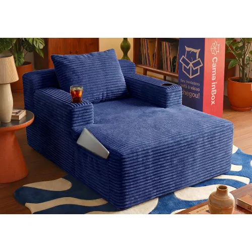 Sofá Poltrona Hydi com Molas Ensacadas Boost Tech Tecido Velourê Cama inBox