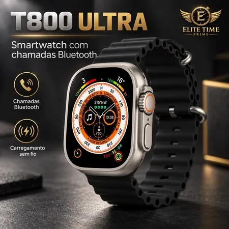 Relógio Inteligente Smartwatch T800 Ultra Bluetooth Chamada Tela 1.99 Carregamento sem Fio Esportivo Masculino Feminino