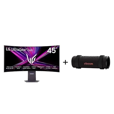 Monitor LG OLED UltraGear™ 45GX950A 45",Dual-Mode 5K2K + Caixa de Som Bluetooth LG xboom Grab by will.i.am - East LA - 45GX950.GRAB