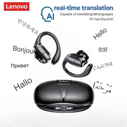 Lenovo xt80 esportes fones de ouvido sem fio com microfones, controle de botão, display de energia led, som estéreo de alta fidelidade app ai tradutor fone de ouvido