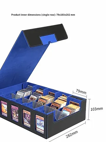 Caixa de Armazenamento de Cartas TCG em Couro PU com Múltiplos Compartimentos e Visor Transparente, Organizador de Grande Capacidade para Coleções de Cartas de Jogos