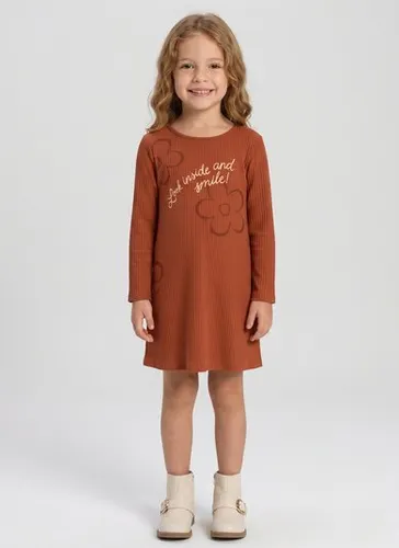 Vestido para Menina em Ribana Canelada (Marrom) Guloseima