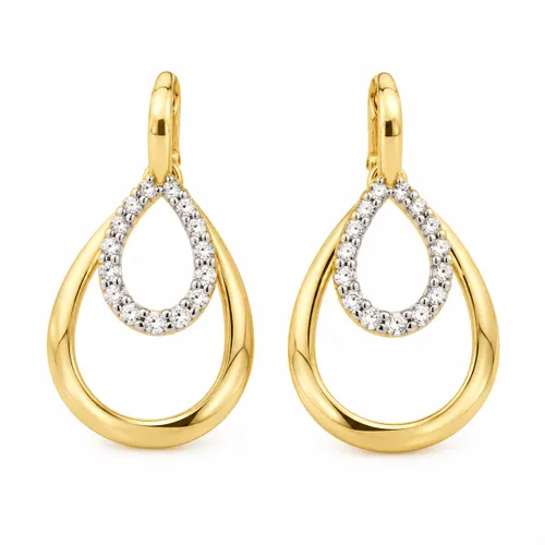 Brinco Gotas com Pedras de Zircônia em Ouro 18K