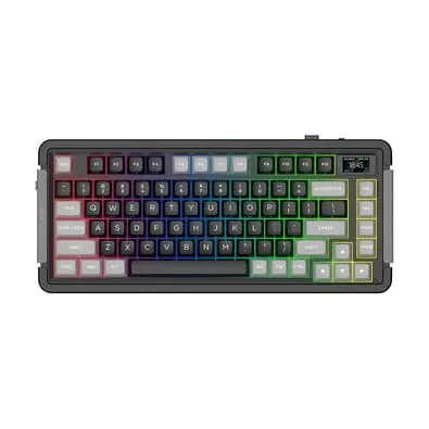 Teclado Mecânico sem Fio APLUS Gasket Zion com LCD, RGB, Bluetooth 2.4GHz, Cabo Removível, Switch Gateron Amarelo - AKW500