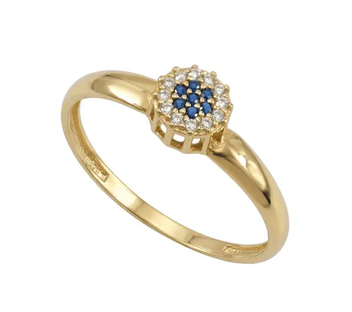 Anel Chuveiro Azul com Zircônia em Ouro 18K