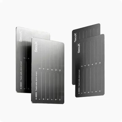 Placa de Recuperação SecuX X-SEED PLUS, Alumínio Aeroespacial, Backup de 24 Palavras, Resistente a Fogo e Água, Prata - 98-100-000200