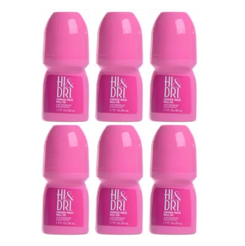 Kit 6 Desodorantes Antitranspirante Roll-On Hi & Dri Powder Fresh 50ml