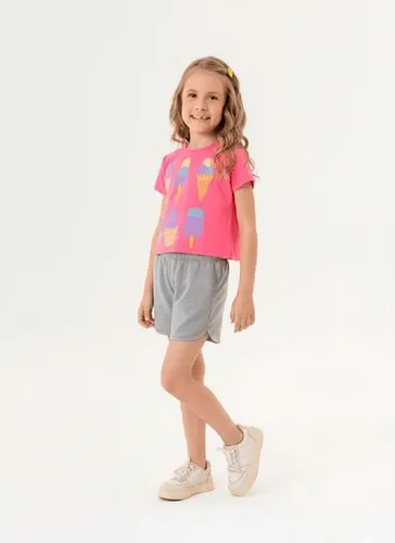Conjunto Infantil para Menina com Blusa e Shorts (Rosa Pink) Guloseima