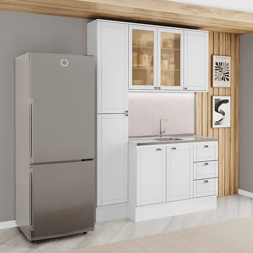 Armário de Cozinha Completa com Balcão Milla Noble Carraro Branco