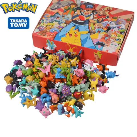 144 Figuras de Pokémon estilo anime, Pikachu, modelo de figura de ação, decoração ornamental, brinquedos colecionáveis para presente de Natal