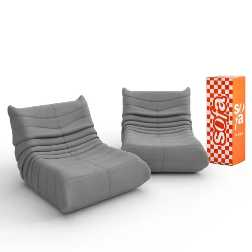 Poltrona Design 1973 Cinza 2 unidades Sofa na Caixa