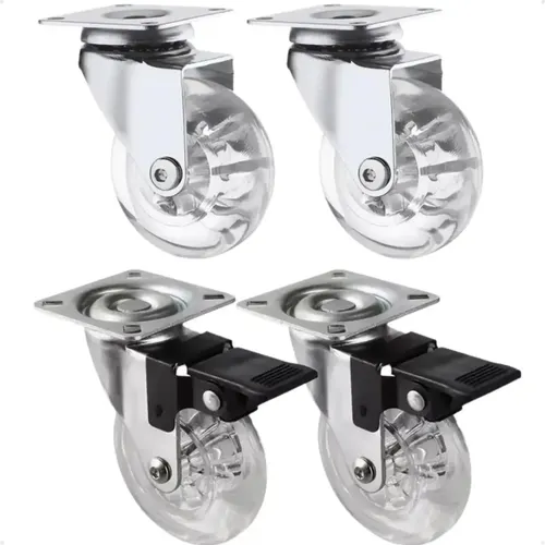 4 Rodinhas Giratório Gel Silicone Rodinha Móveis 50mm 2 com / 2 sem Trava - Compra Segura Ekom