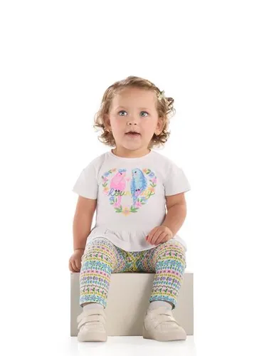 Conjunto Floral com Blusa e Calça Legging para Bebê Branco