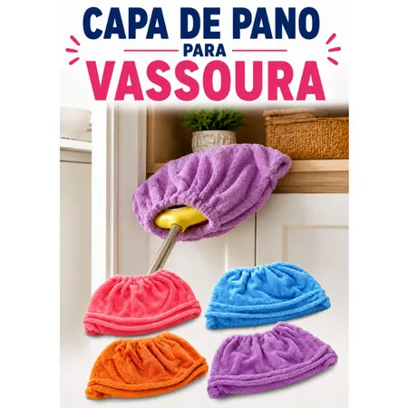 1, 2 ou 4 Capa de Pano para Vassoura e Rodo Reutilizável de Microfibra Original Limpeza