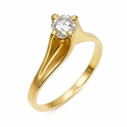 Anel Solitário com Diamante de 35 Pontos em Ouro 18K