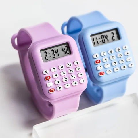 Relógio Infantil com Pulseira de Borracha e Calculadora para Meninas, Mostra Hora e Data, Relógio Digital para Crianças