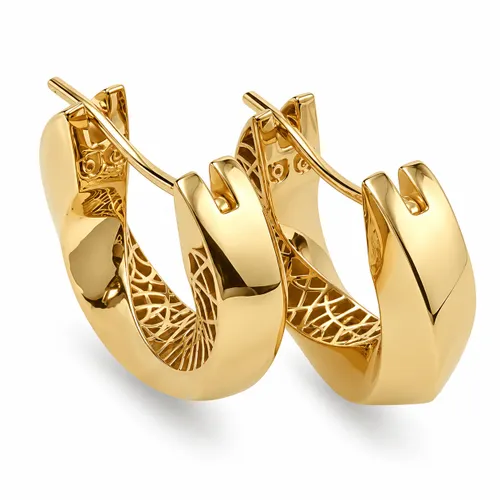Brinco 1,5 cm Argola Torcida Detalhe Rede em Ouro 18K