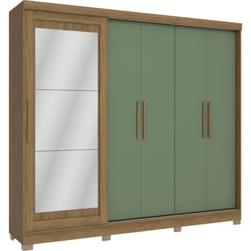 Guarda Roupa / Roupeiro Kappesberg CB01N564-NGVE 5 Portas 4 Gavetas com Espelho 223x245x56cm Nogueira/verde