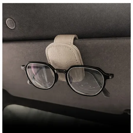 Suporte Porta Óculos para Carro Veicular – Clip em Couro