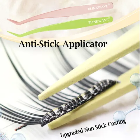 Aplicador antiaderente, sem cola, para cílios postiços. Pinça de aço inoxidável com revestimento antiaderente. Cílios postiços sem cola. Ferramentas fáceis de usar para iniciantes.