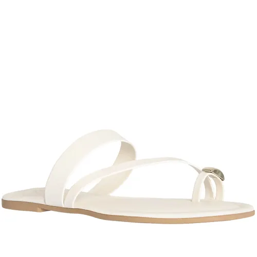 Rasteira Penélope Tiras Detalhe Enfeite Bold Off White