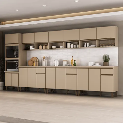 Armário de Cozinha Completa Atlanta Spencer Carraro Amêndoa