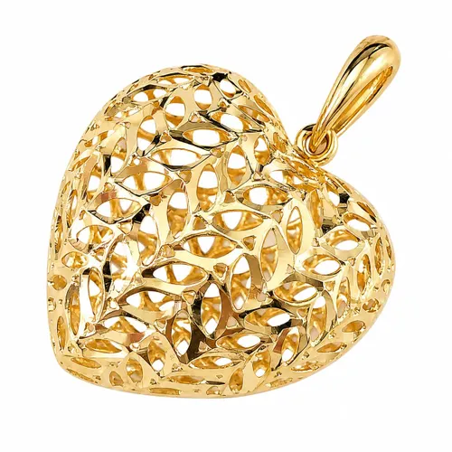 Pingente Coração Vazado Bojudo 2 cm em Ouro 18K